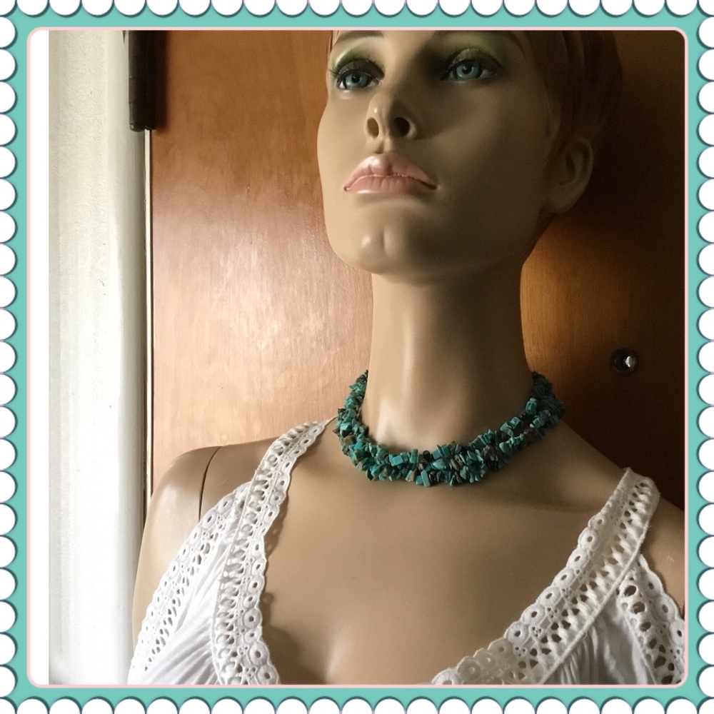 Turquoise and sterling 21st And Stone necklace 925